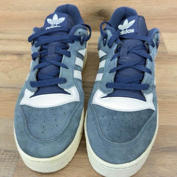 Adidas Originals Rivalry Low ® Size 10 Suede Navy Blue / White Sneakers Shoes - Picture 3 of 10